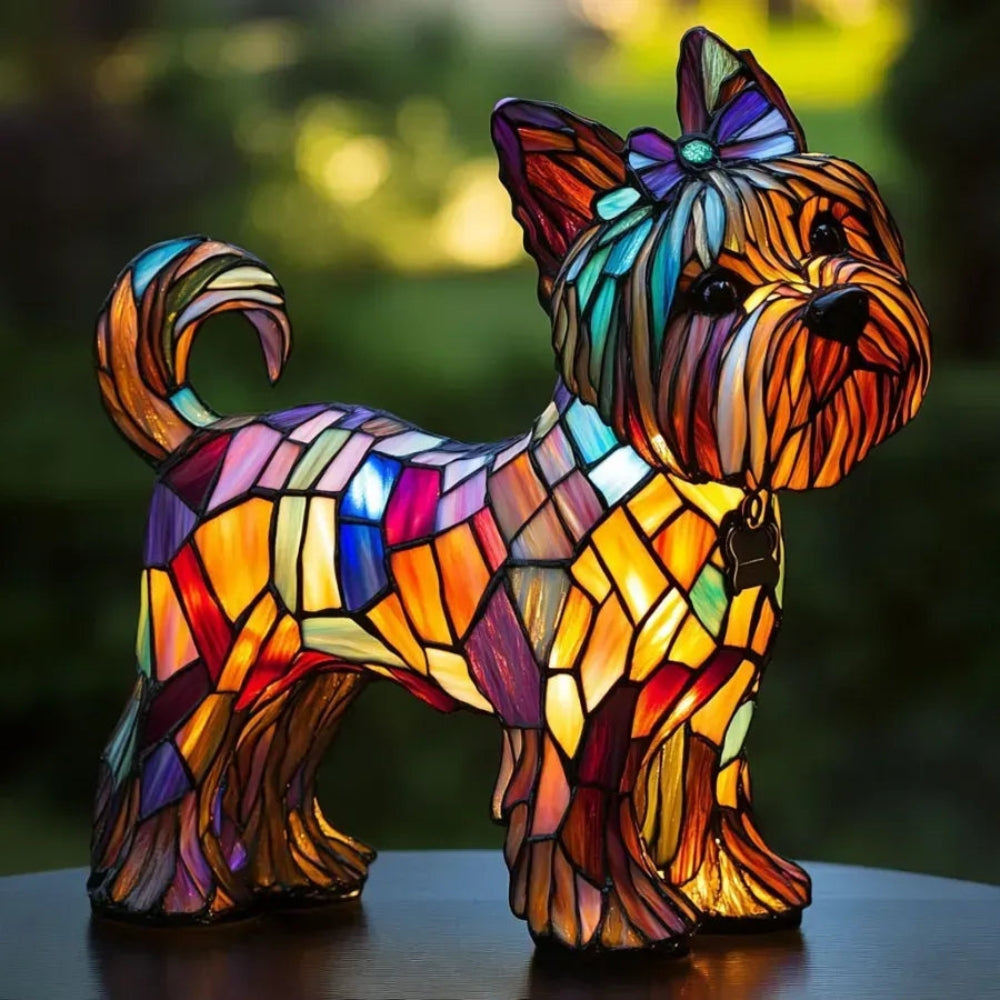 Tiffador™ | Tiffany Hund-Tischlampe Yorkshire Terrier