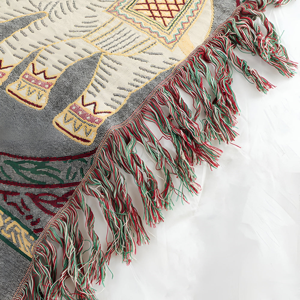 Baumwoll-Musselin-Decke mit Elefanten und Quasten