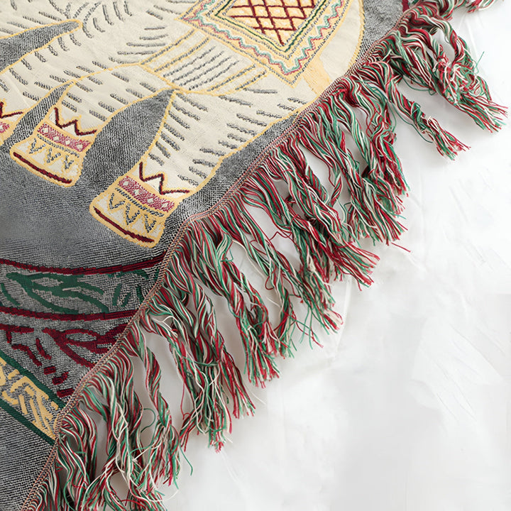 Baumwoll-Musselin-Decke mit Elefanten und Quasten
