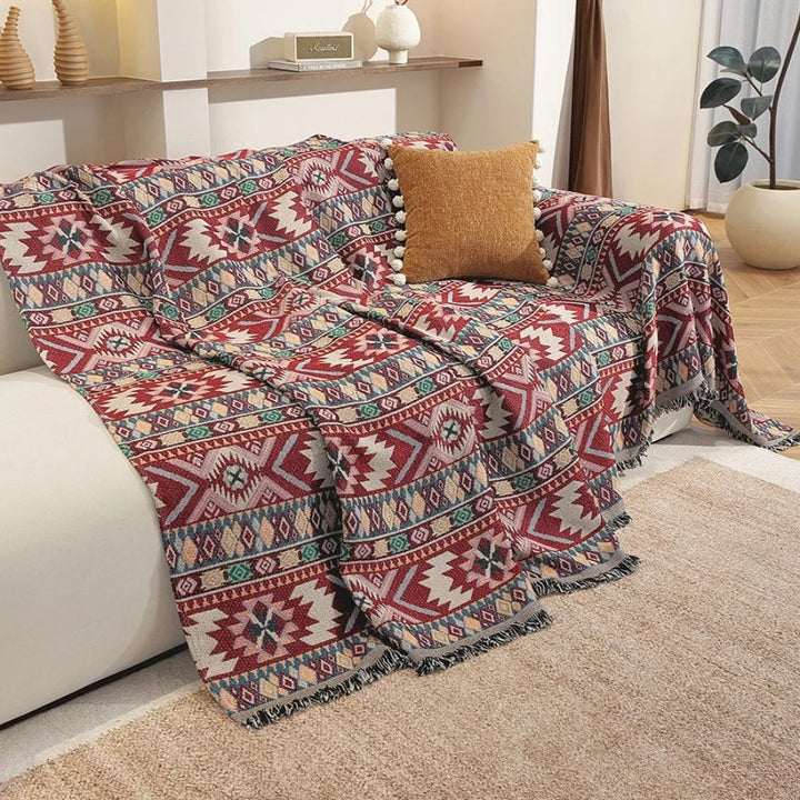 Chenille-Jacquard-Sofadecke mit Quasten