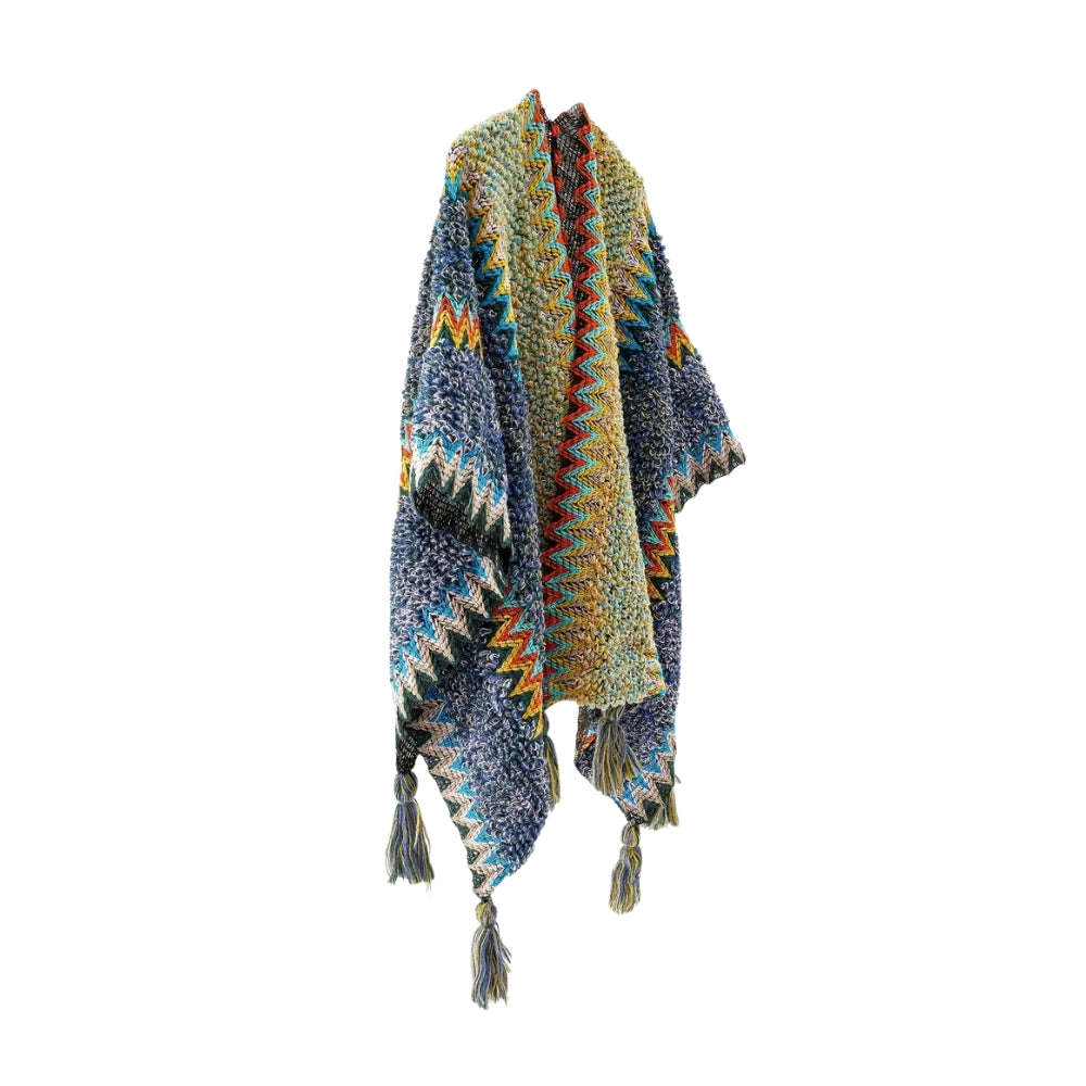 Gestreifter Poncho mit Quasten