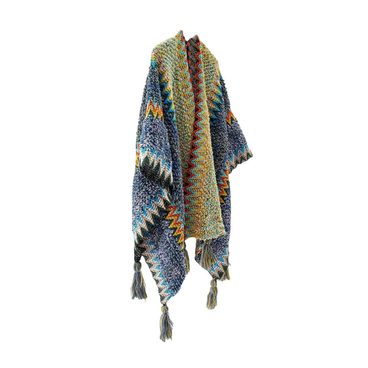 Gestreifter Poncho mit Quasten