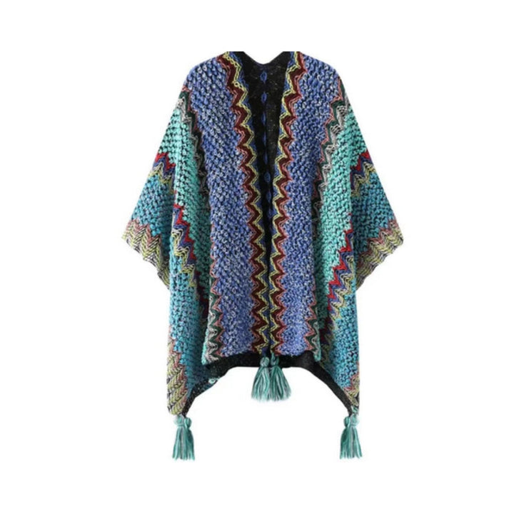 Gestreifter Poncho mit Quasten