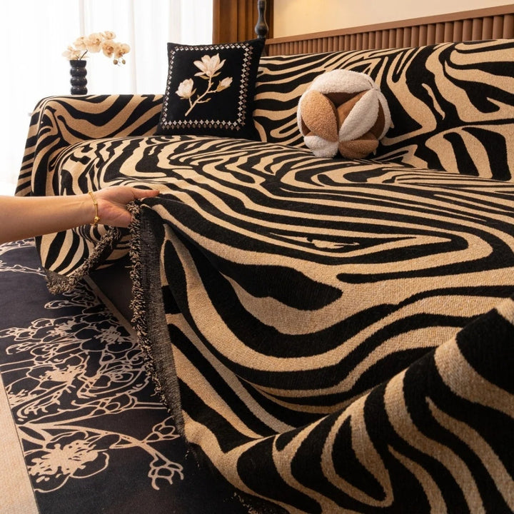 Chenille-Sofadecke mit Zebrageometrie