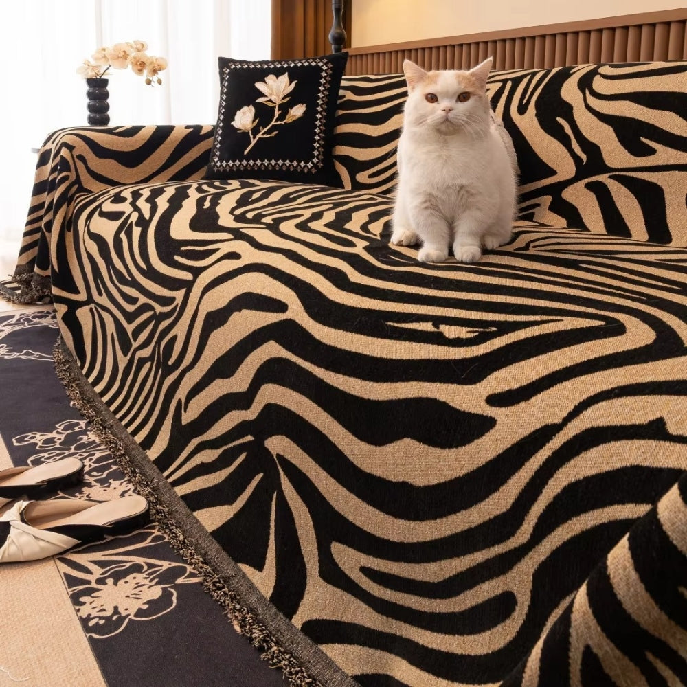 Chenille-Sofadecke mit Zebrageometrie