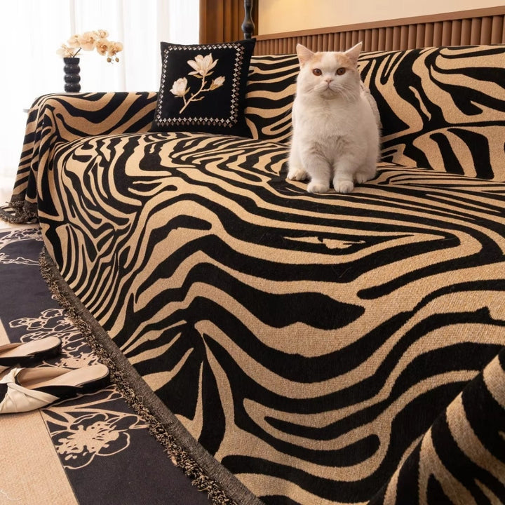 Chenille-Sofadecke mit Zebrageometrie