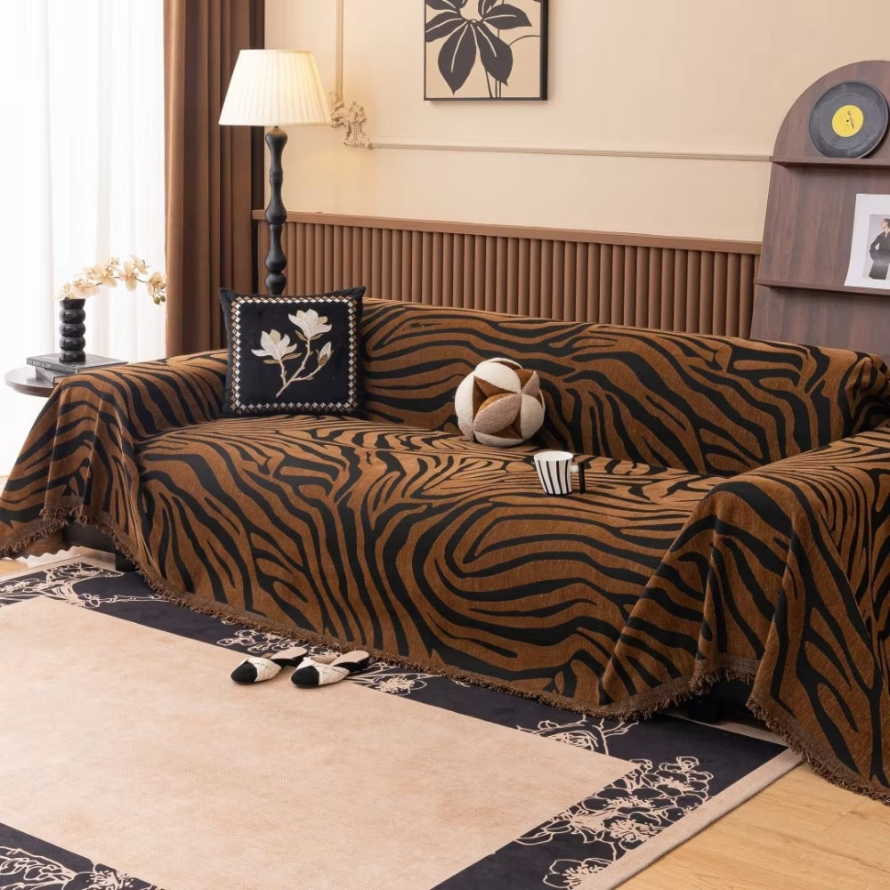 Chenille-Sofadecke mit Zebrageometrie