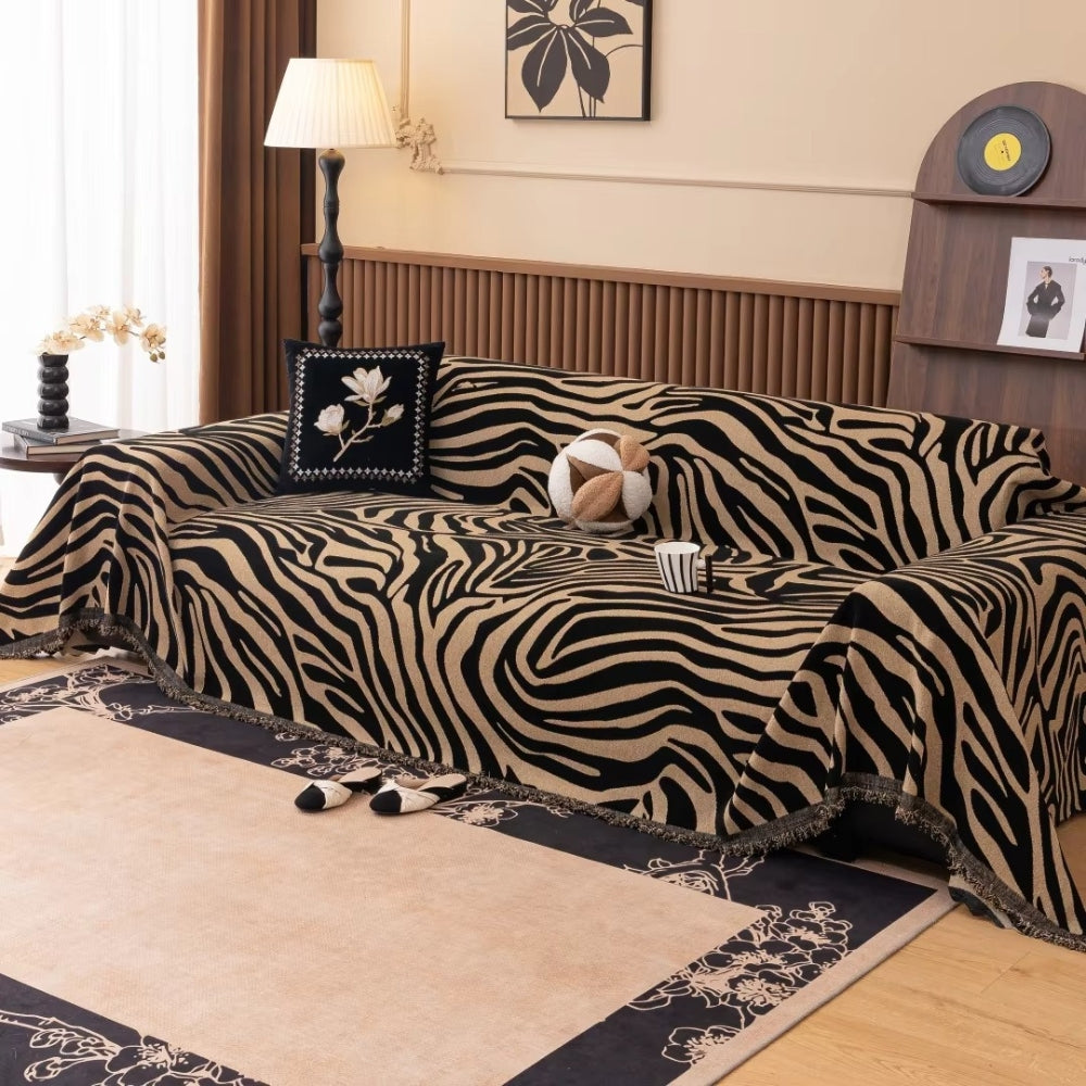 Chenille-Sofadecke mit Zebrageometrie
