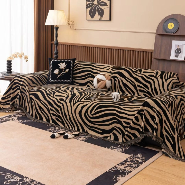 Chenille-Sofadecke mit Zebrageometrie