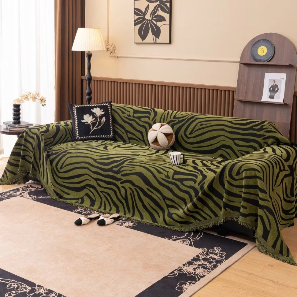 Chenille-Sofadecke mit Zebrageometrie