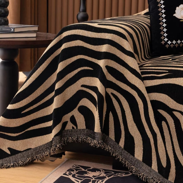 Chenille-Sofadecke mit Zebrageometrie