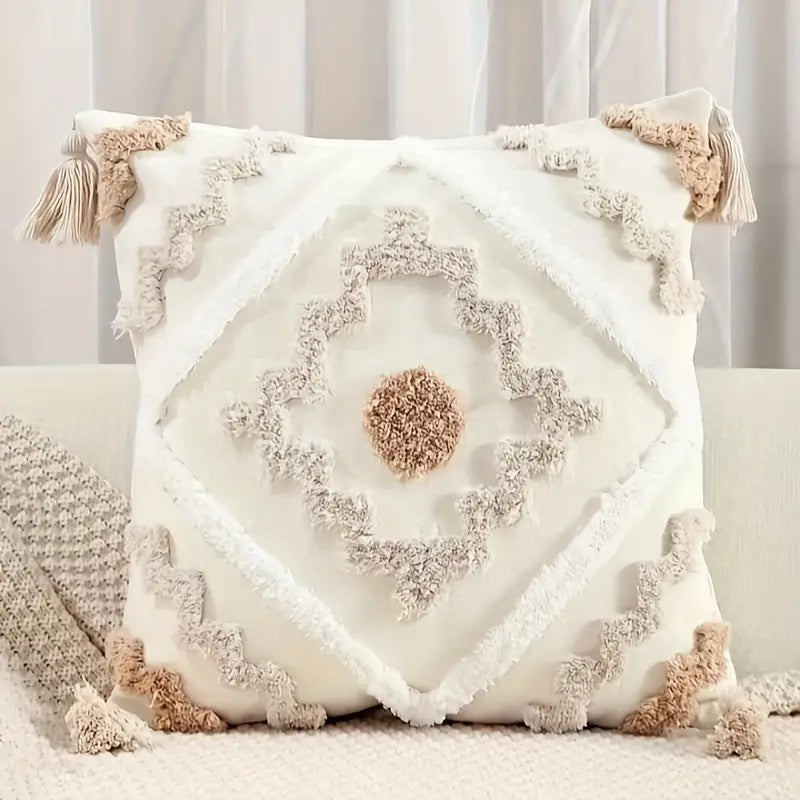 Getufteter Boho-Kissenbezug mit Quasten – Ansicht 01