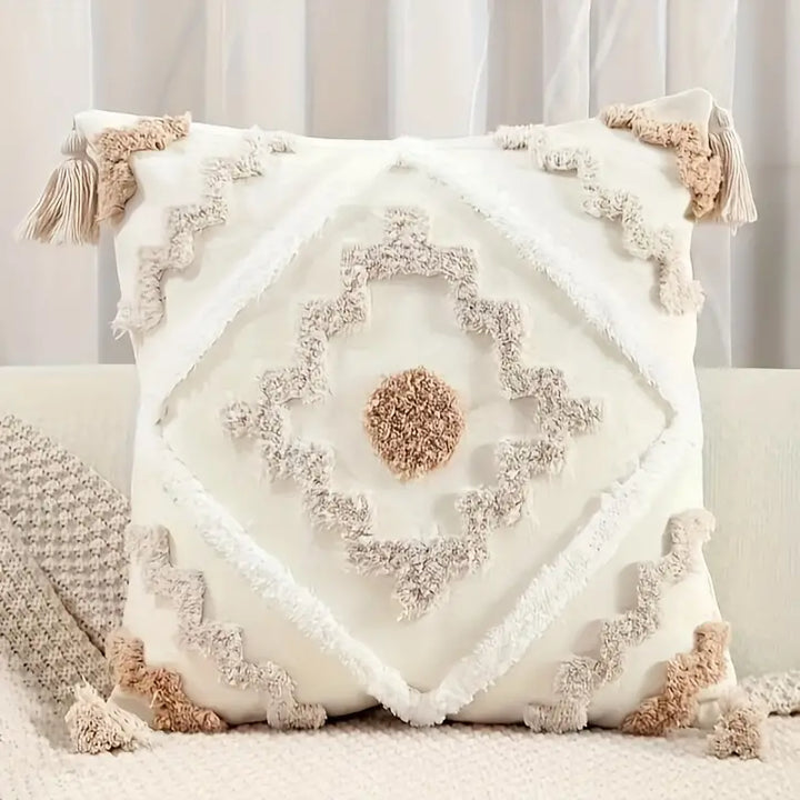 Getufteter Boho-Kissenbezug mit Quasten – Ansicht 01