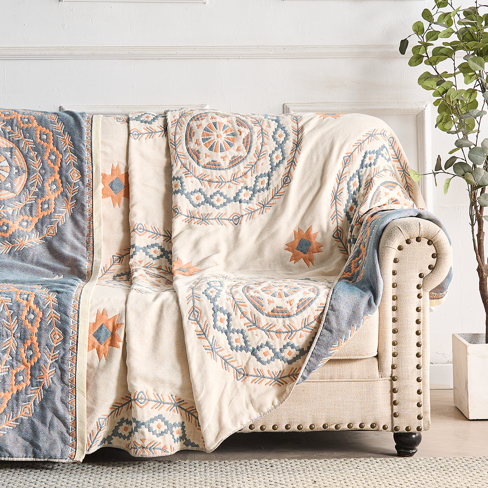 Baumwoll-Tagesdecke mit Boho-Mandala