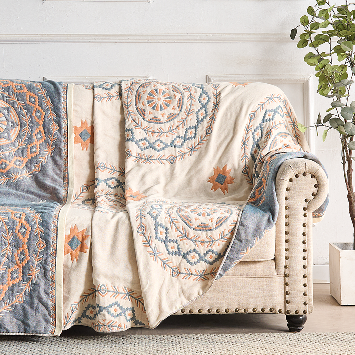 Baumwoll-Tagesdecke mit Boho-Mandala