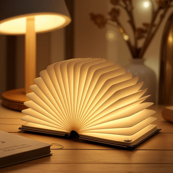 Bookalume™ | Faltbare LED-Buchlampe Braun