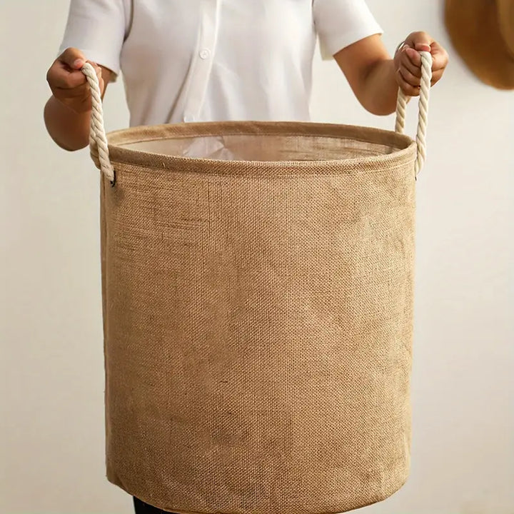 Gefütterter Wäschekorb aus Baumwoll-Leinen-Mischgewebe