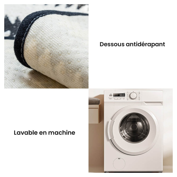 Chenille-Sofabezug mit Zickzackstreifen und Wellenkante