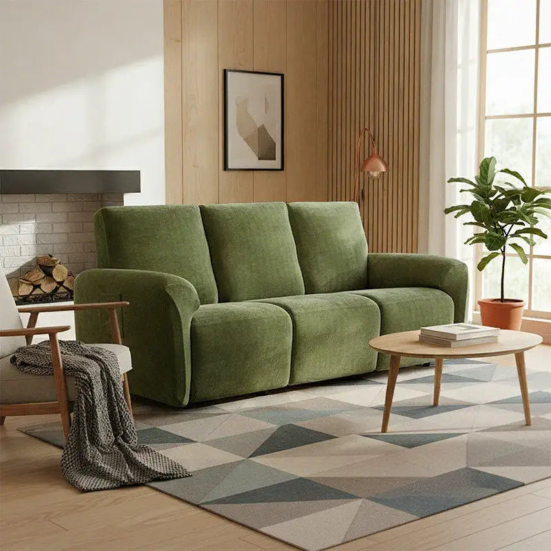 Elastischer Chenille-Bezug für Relaxsofas mit Fischgrätmuster – Grün