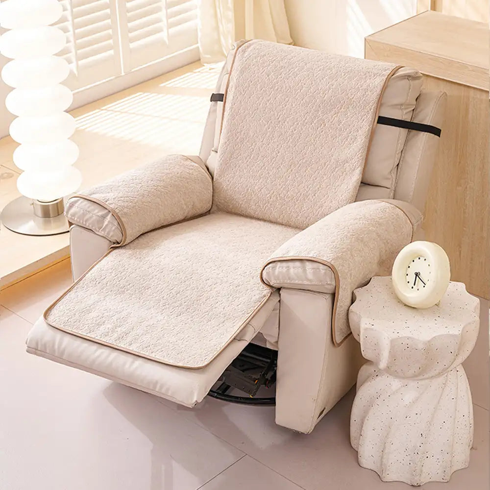 Chenille-Sofabezug mit diagonalem Muster – kratzfest – Flocon – Sandbeige