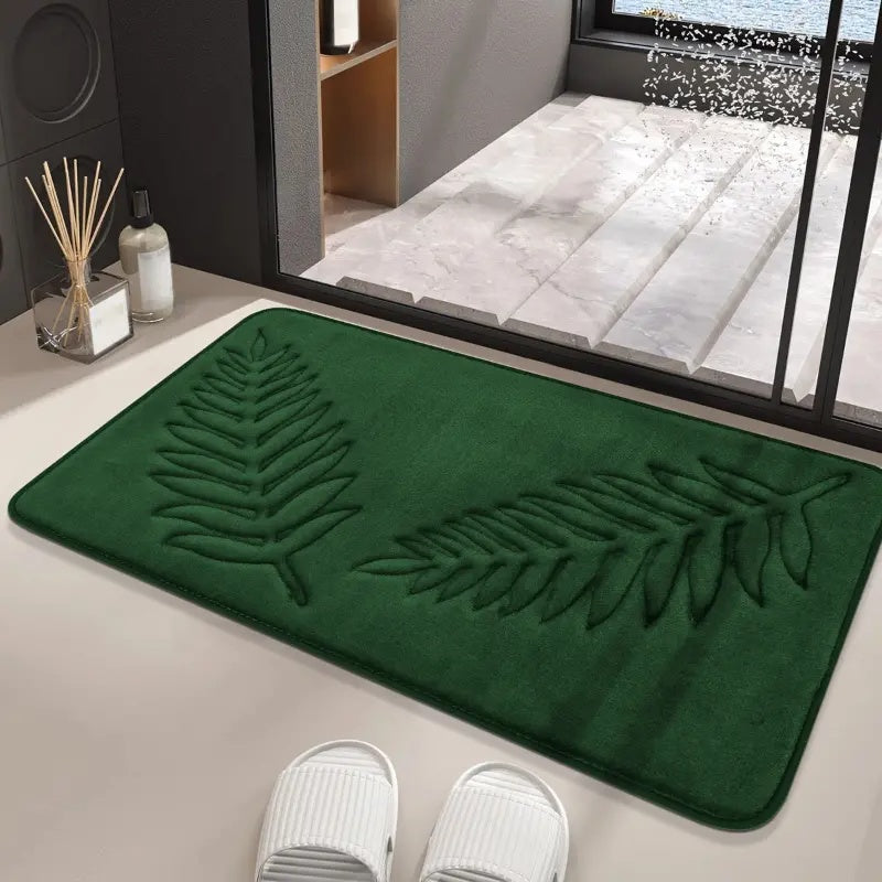 Set aus zwei Badteppichen mit Blattmuster