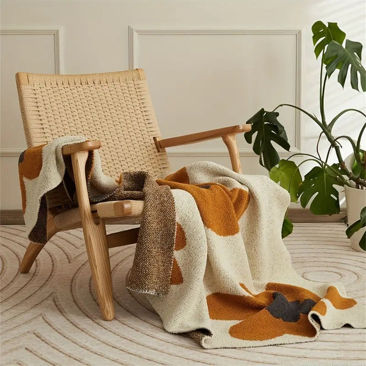 Strickdecke mit Blumenmuster 120 x 150 cm