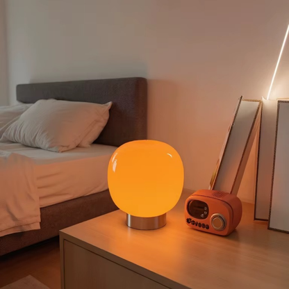 Moderne dimmbare Macaron Glas-Tischlampe – Minimalistische LED Nachttischlampe für Wohnzimmer & Hotel Schlafzimmer