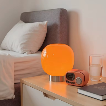 Moderne dimmbare Macaron Glas-Tischlampe – Minimalistische LED Nachttischlampe für Wohnzimmer & Hotel Schlafzimmer