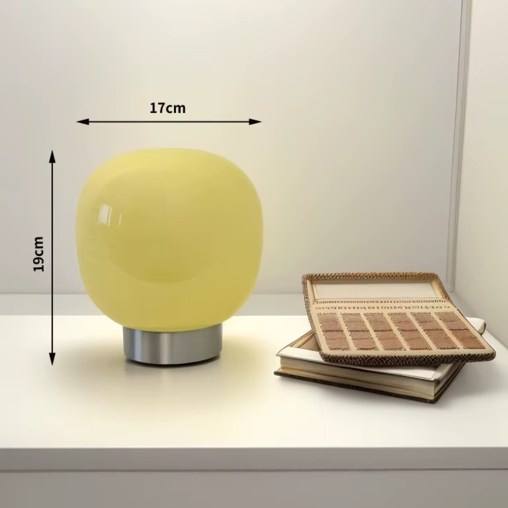 Moderne dimmbare Macaron Glas-Tischlampe – Minimalistische LED Nachttischlampe für Wohnzimmer & Hotel Schlafzimmer