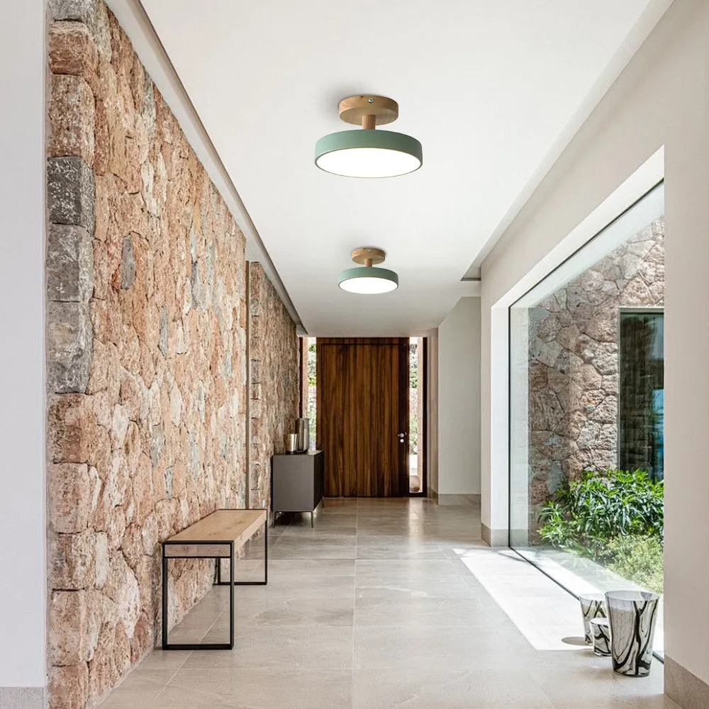 Nordische LED Deckenleuchte aus Holz – Runde Skandinavische Deckenlampe für Schlafzimmer, Flur & Wohnzimmer (12W)