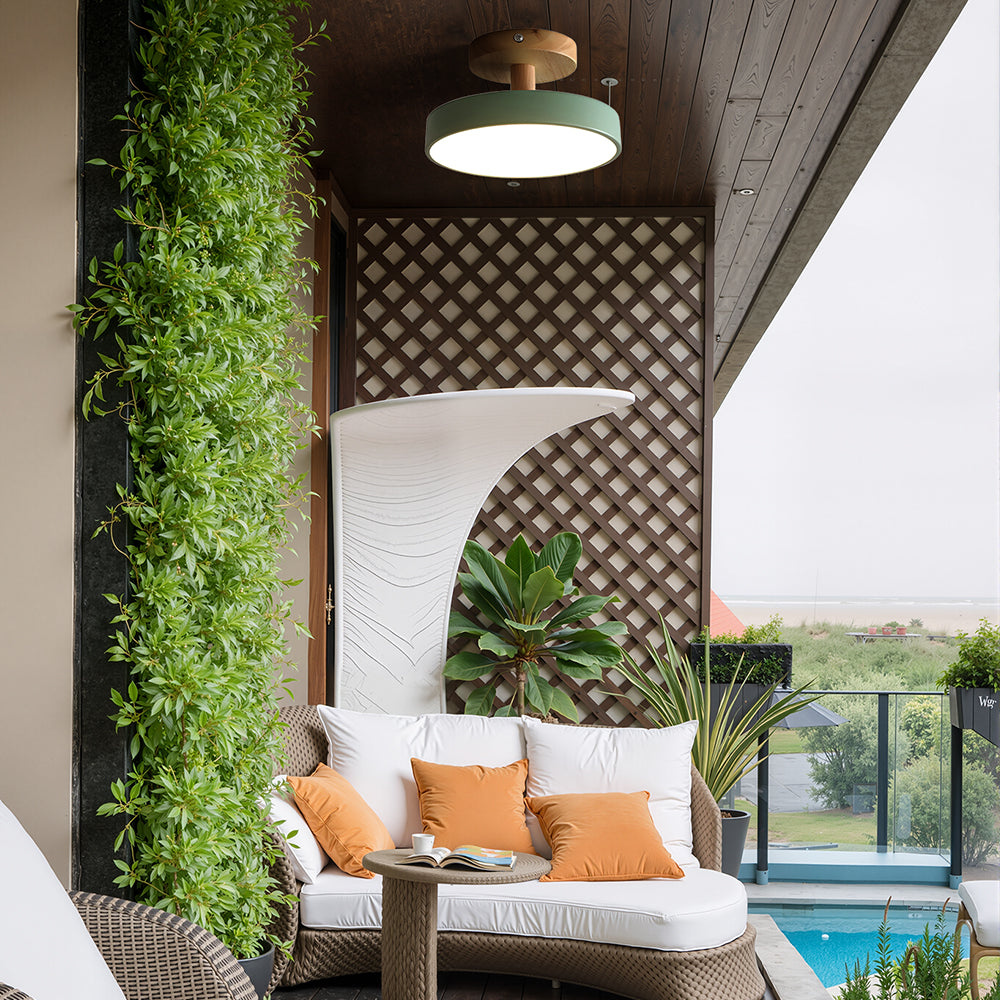 Nordische LED Deckenleuchte aus Holz – Runde Skandinavische Deckenlampe für Schlafzimmer, Flur & Wohnzimmer (12W)