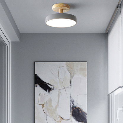 Nordische LED Deckenleuchte aus Holz – Runde Skandinavische Deckenlampe für Schlafzimmer, Flur & Wohnzimmer (12W)