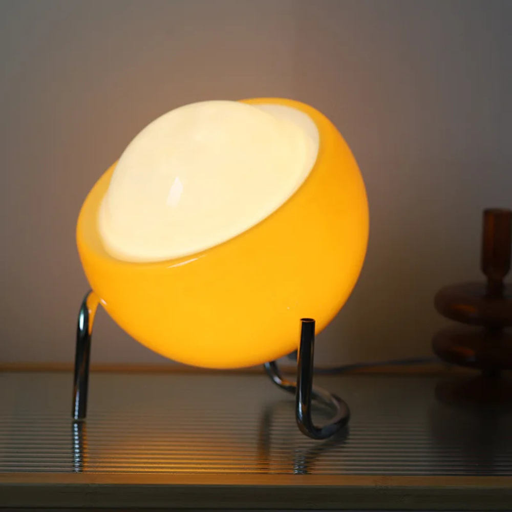 Bauhaus LED Tischlampe aus Glas – Retro Design Nachttischlampe für Schlafzimmer & Wohnzimmer, Nordic Design Tischleuchte