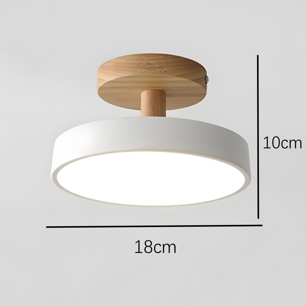 Nordische LED Deckenleuchte aus Holz – Runde Skandinavische Deckenlampe für Schlafzimmer, Flur & Wohnzimmer (12W)