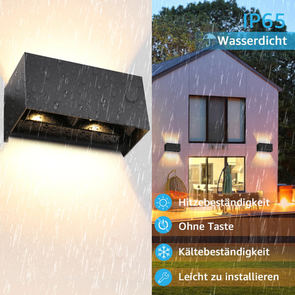 LED Wandleuchte Innen & Außen Schwarz – Up Down Wandlampe mit verstellbarem Lichtstrahl, G9 LED 12W, Warmweiß 3000K, Aluminium, wasserdicht