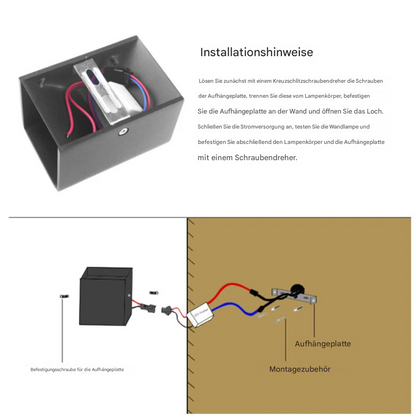 LED Wandleuchte RGBW Innen – 2er Set Moderne Up & Down Wandlampen aus Aluminium – Farbwechsel LED Wandlampe mit Fernbedienung, Schwarz