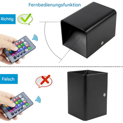 LED Wandleuchte RGBW Innen – 2er Set Moderne Up & Down Wandlampen aus Aluminium – Farbwechsel LED Wandlampe mit Fernbedienung, Schwarz