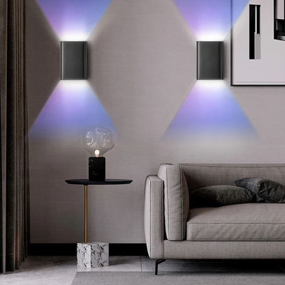 LED Wandleuchte RGBW Innen – 2er Set Moderne Up & Down Wandlampen aus Aluminium – Farbwechsel LED Wandlampe mit Fernbedienung, Schwarz