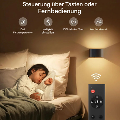 Kabellose LED Wandleuchte mit Bewegungsmelder – Wiederaufladbare Wandlampe Innen, 3 Lichtfarben, Fernbedienung, Nachtlicht für Flur, Treppe & Schlafzimmer (2er-Set)