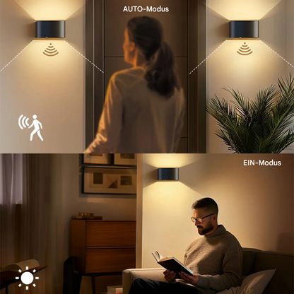 Kabellose LED Wandleuchte mit Bewegungsmelder – Wiederaufladbare Wandlampe Innen, 3 Lichtfarben, Fernbedienung, Nachtlicht für Flur, Treppe & Schlafzimmer (2er-Set)