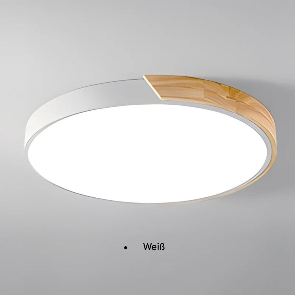 Nordische LED Deckenleuchte Holz Rund – Moderne Schlafzimmer & Wohnzimmer Lampe – 16W / 24W, Warm- oder Weißlicht