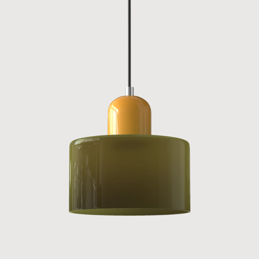 Luméno™ | Retro Design-Pendelleuchte Gelb C-DunkelGrün