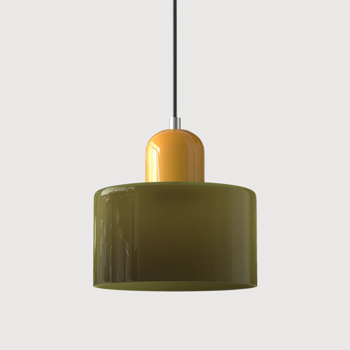 Luméno™ | Retro Design-Pendelleuchte Gelb C-DunkelGrün