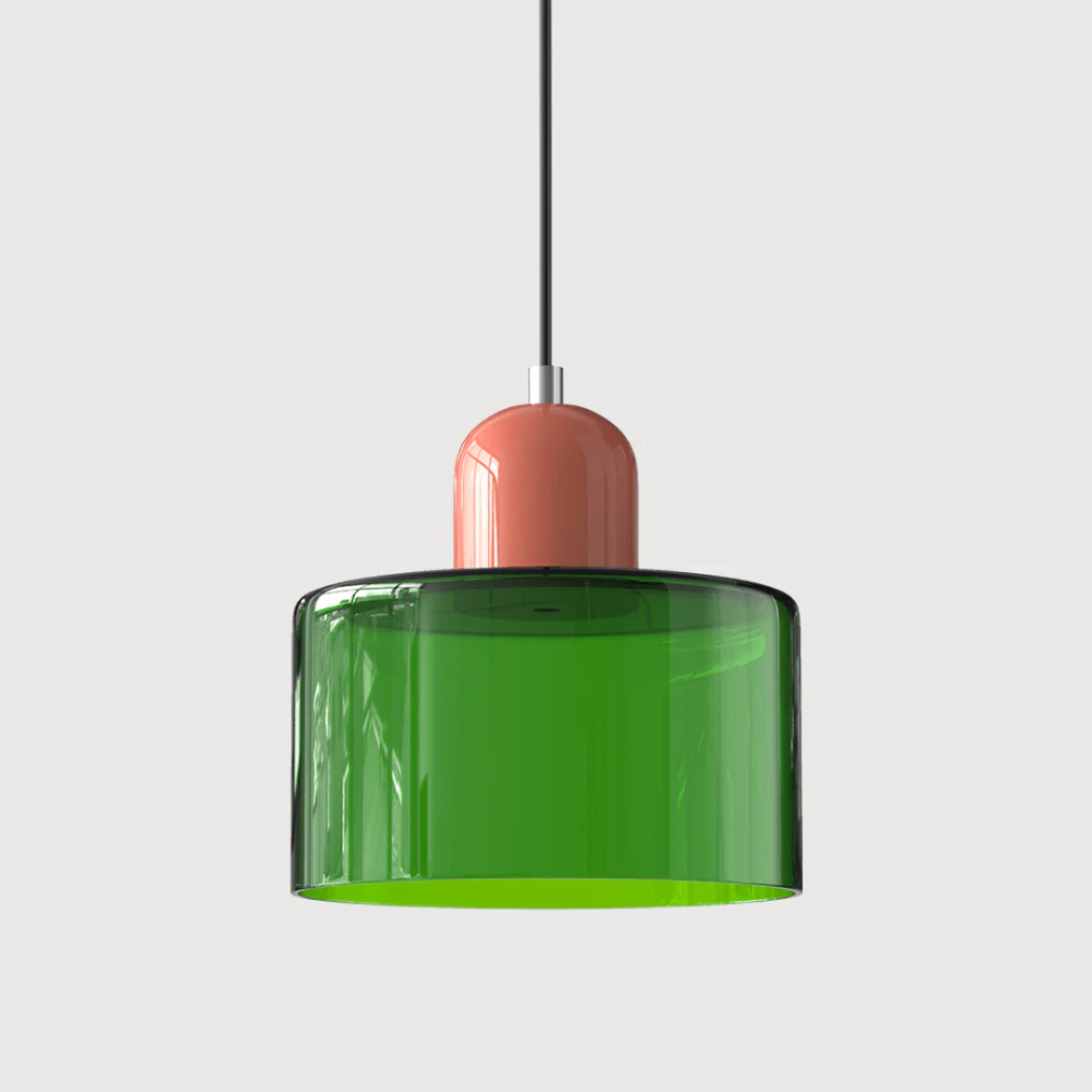 Luméno™ | Retro Design-Pendelleuchte Rosa D-OliveGrün