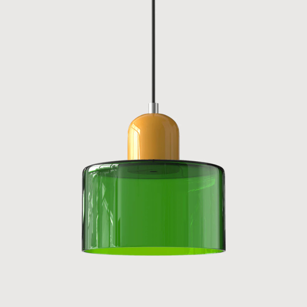 Luméno™ | Retro Design-Pendelleuchte Gelb D-OliveGrün