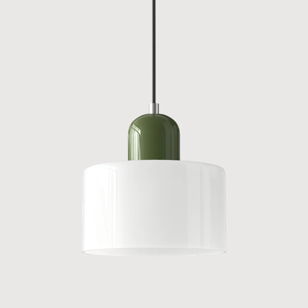 Luméno™ | Retro Design-Pendelleuchte Grün E-Weiß