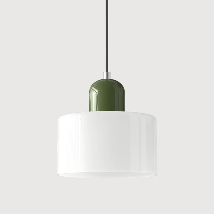 Luméno™ | Retro Design-Pendelleuchte Grün E-Weiß