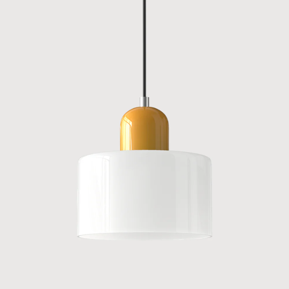 Luméno™ | Retro Design-Pendelleuchte Gelb E-Weiß