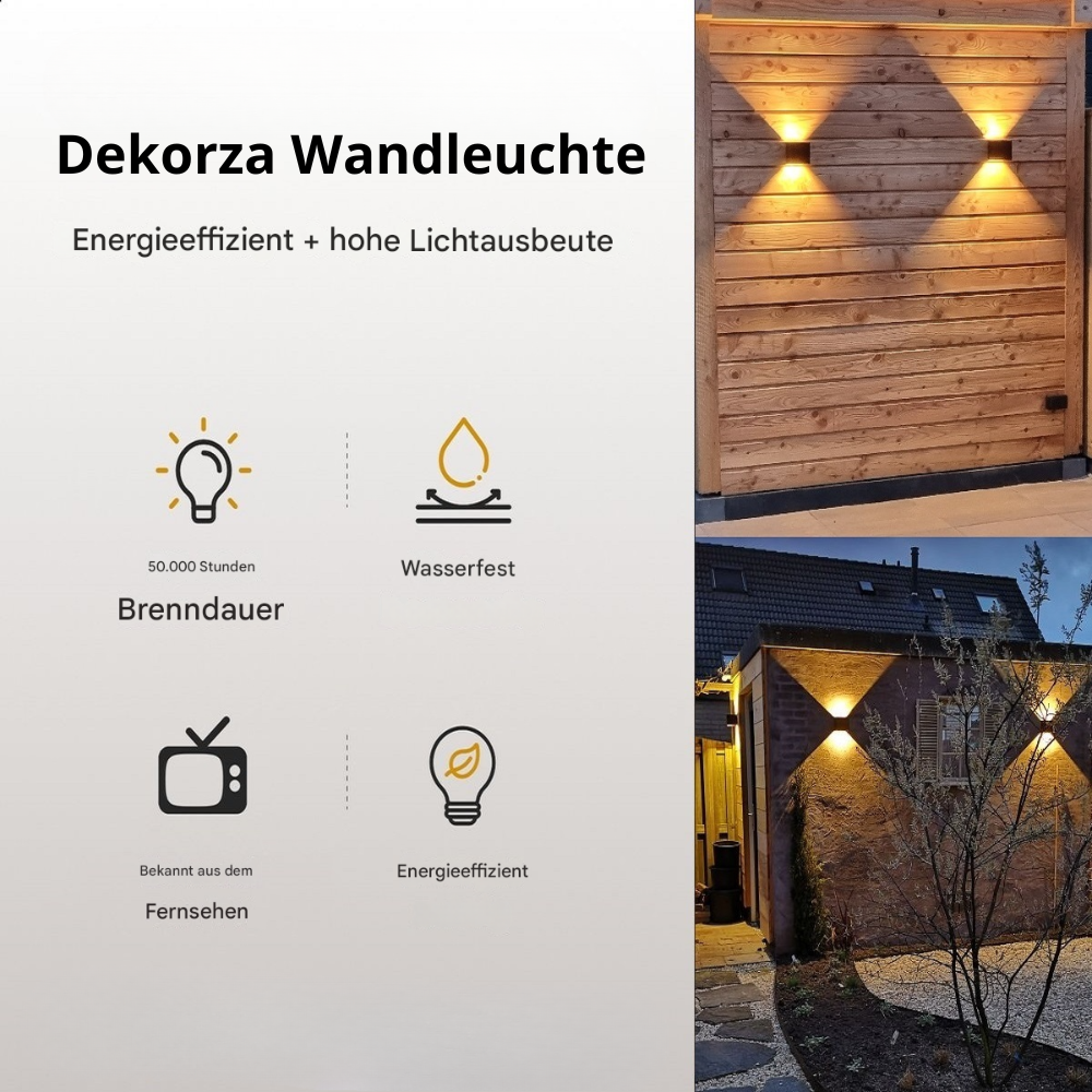 LED Wandleuchte Außen & Innen – Up & Down Wandlampe Schwarz Aluminium, 2700K Warmweiß, Moderne Außenwandleuchte