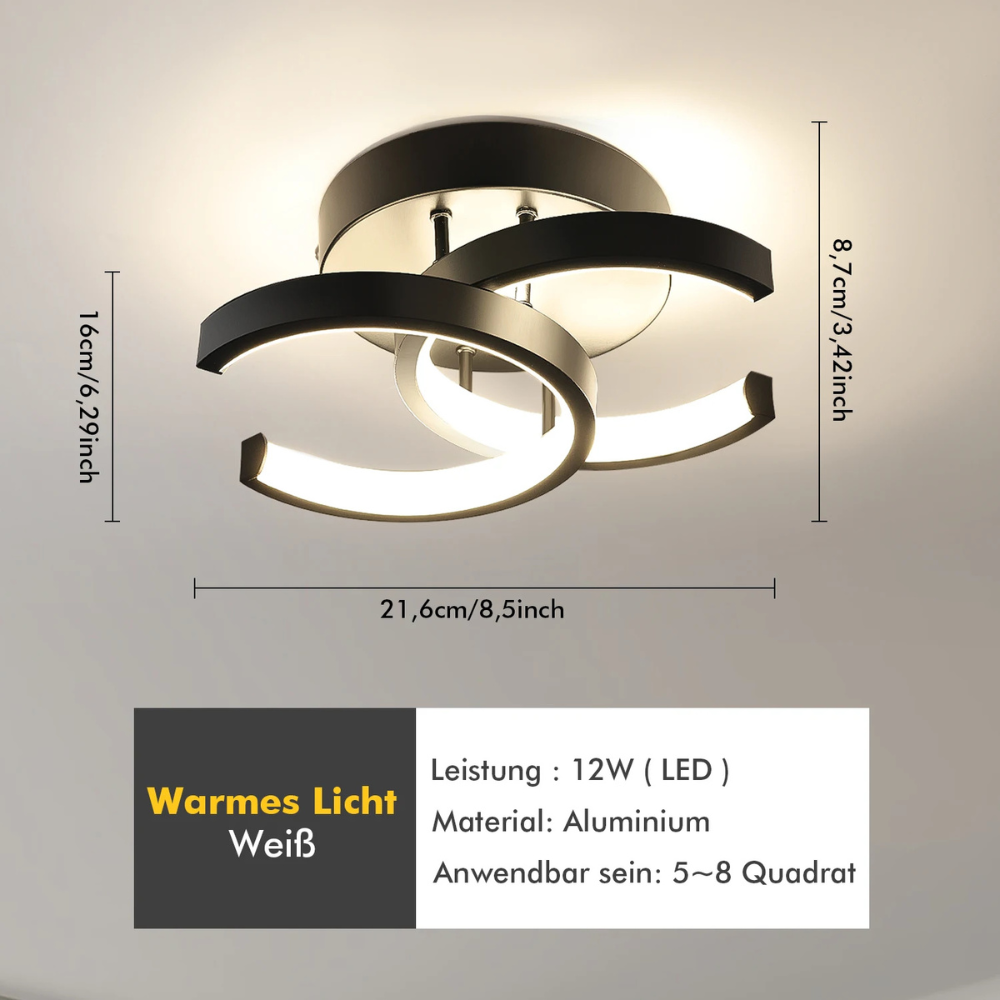 LED Deckenleuchte Schwarz Dimmbar – Moderne Design Deckenlampe 12W, Warmweiß, 1200 lm